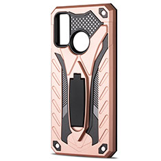 Silicone Matte Finish and Plastic Back Cover Case with Stand R01 for Huawei Nova Lite 3 Plus Rose Gold