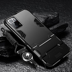 Silicone Matte Finish and Plastic Back Cover Case with Stand R01 for Xiaomi Poco X3 GT 5G Black