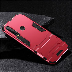 Silicone Matte Finish and Plastic Back Cover Case with Stand R02 for Huawei Honor 20E Red