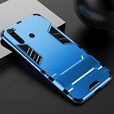 Silicone Matte Finish and Plastic Back Cover Case with Stand R02 for Xiaomi Redmi Note 8T Sky Blue
