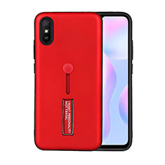 Silicone Matte Finish and Plastic Back Cover Case with Stand R05 for Xiaomi Redmi 9i Red