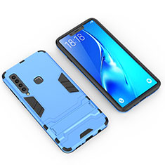 Silicone Matte Finish and Plastic Back Cover Case with Stand T02 for Samsung Galaxy A9 Star Pro Sky Blue