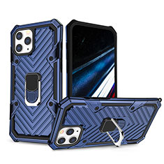 Silicone Matte Finish and Plastic Back Cover Case with Stand YF1 for Apple iPhone 13 Pro Max Blue