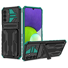 Silicone Matte Finish and Plastic Back Cover Case with Stand YF1 for Samsung Galaxy A13 5G Green