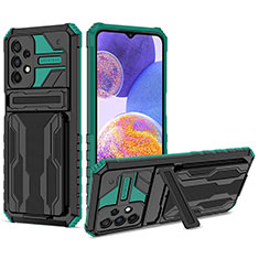 Silicone Matte Finish and Plastic Back Cover Case with Stand YF1 for Samsung Galaxy A23 4G Green