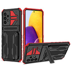 Silicone Matte Finish and Plastic Back Cover Case with Stand YF1 for Samsung Galaxy A73 5G Red