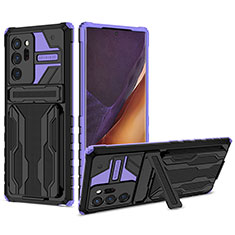 Silicone Matte Finish and Plastic Back Cover Case with Stand YF1 for Samsung Galaxy Note 20 Ultra 5G Purple