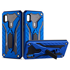 Silicone Matte Finish and Plastic Back Cover Case with Stand YF2 for Samsung Galaxy A10e Blue