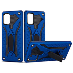 Silicone Matte Finish and Plastic Back Cover Case with Stand YF2 for Samsung Galaxy A51 4G Blue