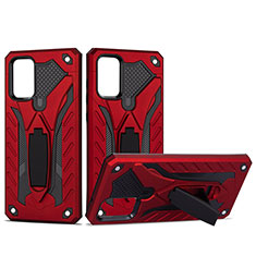 Silicone Matte Finish and Plastic Back Cover Case with Stand YF2 for Samsung Galaxy S20 Plus Red