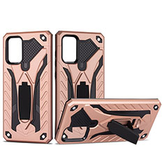 Silicone Matte Finish and Plastic Back Cover Case with Stand YF2 for Samsung Galaxy S20 Plus Rose Gold