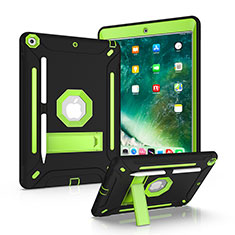 Silicone Matte Finish and Plastic Back Cover Case with Stand YJ1 for Apple iPad 10.2 (2019) Green