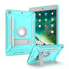 Silicone Matte Finish and Plastic Back Cover Case with Stand YJ2 for Apple iPad 10.2 (2021) Mint Blue