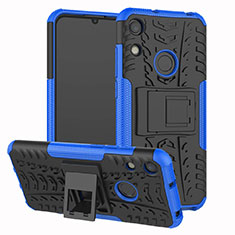 Silicone Matte Finish and Plastic Back Cover Case with Stand Z01 for Huawei Honor 8A Blue