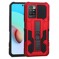 Silicone Matte Finish and Plastic Back Cover Case with Stand ZJ1 for Xiaomi Redmi Note 11 4G (2021) Red
