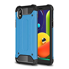 Silicone Matte Finish and Plastic Back Cover Case WL1 for Samsung Galaxy A01 Core Blue