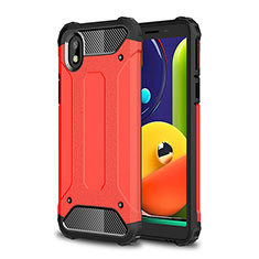 Silicone Matte Finish and Plastic Back Cover Case WL1 for Samsung Galaxy A01 Core Red