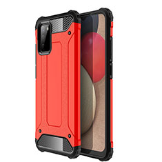 Silicone Matte Finish and Plastic Back Cover Case WL1 for Samsung Galaxy A03s Red