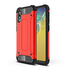 Silicone Matte Finish and Plastic Back Cover Case WL1 for Samsung Galaxy A10e Red