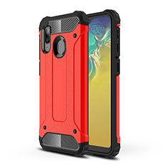 Silicone Matte Finish and Plastic Back Cover Case WL1 for Samsung Galaxy A20e Red