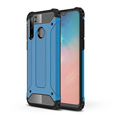 Silicone Matte Finish and Plastic Back Cover Case WL1 for Samsung Galaxy A21 European Blue