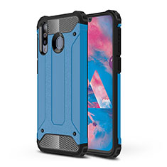 Silicone Matte Finish and Plastic Back Cover Case WL1 for Samsung Galaxy A40s Blue