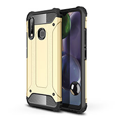 Silicone Matte Finish and Plastic Back Cover Case WL1 for Samsung Galaxy A70E Gold