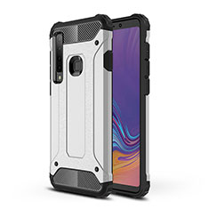 Silicone Matte Finish and Plastic Back Cover Case WL1 for Samsung Galaxy A9 (2018) A920 Silver