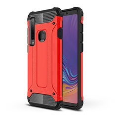 Silicone Matte Finish and Plastic Back Cover Case WL1 for Samsung Galaxy A9s Red
