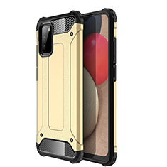 Silicone Matte Finish and Plastic Back Cover Case WL1 for Samsung Galaxy F02S SM-E025F Gold