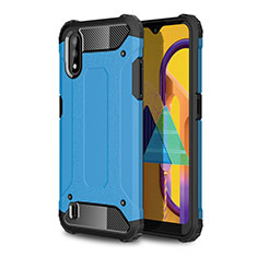 Silicone Matte Finish and Plastic Back Cover Case WL1 for Samsung Galaxy M01 Blue