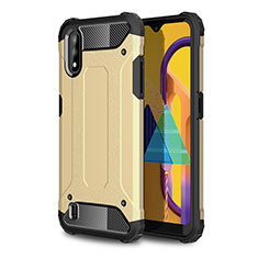 Silicone Matte Finish and Plastic Back Cover Case WL1 for Samsung Galaxy M01 Gold