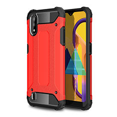 Silicone Matte Finish and Plastic Back Cover Case WL1 for Samsung Galaxy M01 Red