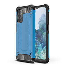 Silicone Matte Finish and Plastic Back Cover Case WL1 for Samsung Galaxy M32 5G Blue