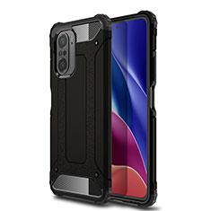 Silicone Matte Finish and Plastic Back Cover Case WL1 for Xiaomi Poco F3 5G Black