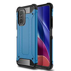 Silicone Matte Finish and Plastic Back Cover Case WL1 for Xiaomi Poco F3 5G Blue