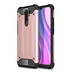 Silicone Matte Finish and Plastic Back Cover Case WL1 for Xiaomi Redmi 9 Prime India Rose Gold