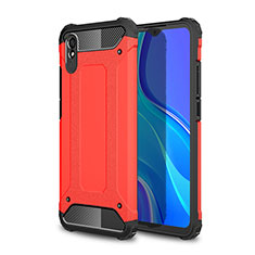 Silicone Matte Finish and Plastic Back Cover Case WL1 for Xiaomi Redmi 9A Red