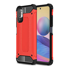 Silicone Matte Finish and Plastic Back Cover Case WL1 for Xiaomi Redmi Note 10T 5G Red