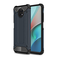 Silicone Matte Finish and Plastic Back Cover Case WL1 for Xiaomi Redmi Note 9T 5G Navy Blue