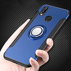 Silicone Matte Finish and Plastic Back Cover with Finger Ring Stand for Huawei Nova 3i Blue