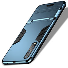 Silicone Matte Finish and Plastic Back Cover with Stand for Huawei P20 Pro Blue