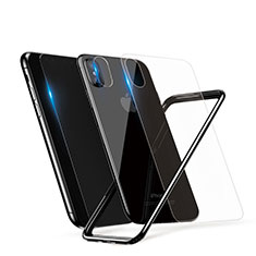 Silicone Silicone Frame Case with Tempered Glass Screen Protector for Apple iPhone Xs Black