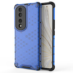 Silicone Transparent Frame Case Cover 360 Degrees AM1 for Huawei Honor 70 Pro 5G Blue