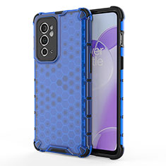 Silicone Transparent Frame Case Cover 360 Degrees AM1 for OnePlus 9RT 5G Blue