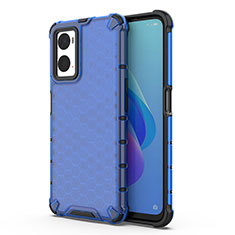 Silicone Transparent Frame Case Cover 360 Degrees AM1 for Oppo A76 Blue