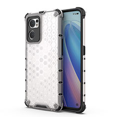 Silicone Transparent Frame Case Cover 360 Degrees AM1 for Oppo Find X5 Lite 5G White