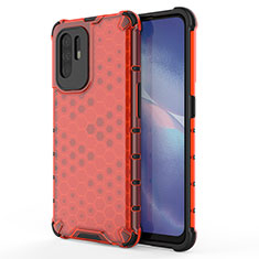 Silicone Transparent Frame Case Cover 360 Degrees AM1 for Oppo Reno5 Z 5G Red