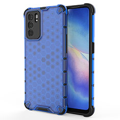 Silicone Transparent Frame Case Cover 360 Degrees AM1 for Oppo Reno6 5G Blue