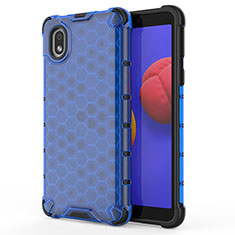 Silicone Transparent Frame Case Cover 360 Degrees AM1 for Samsung Galaxy A01 Core Blue